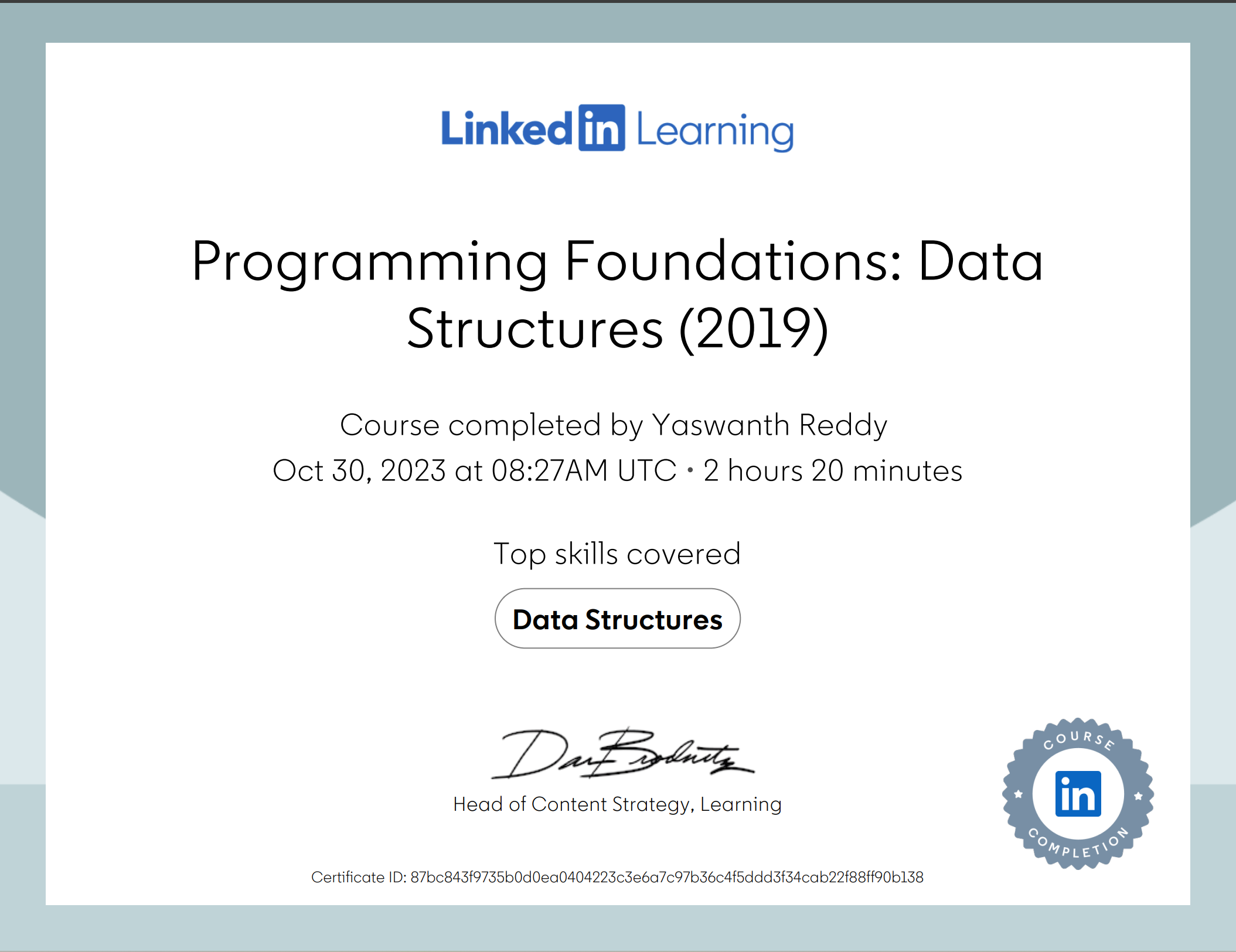 Data Structures & Algorithms Certificate
