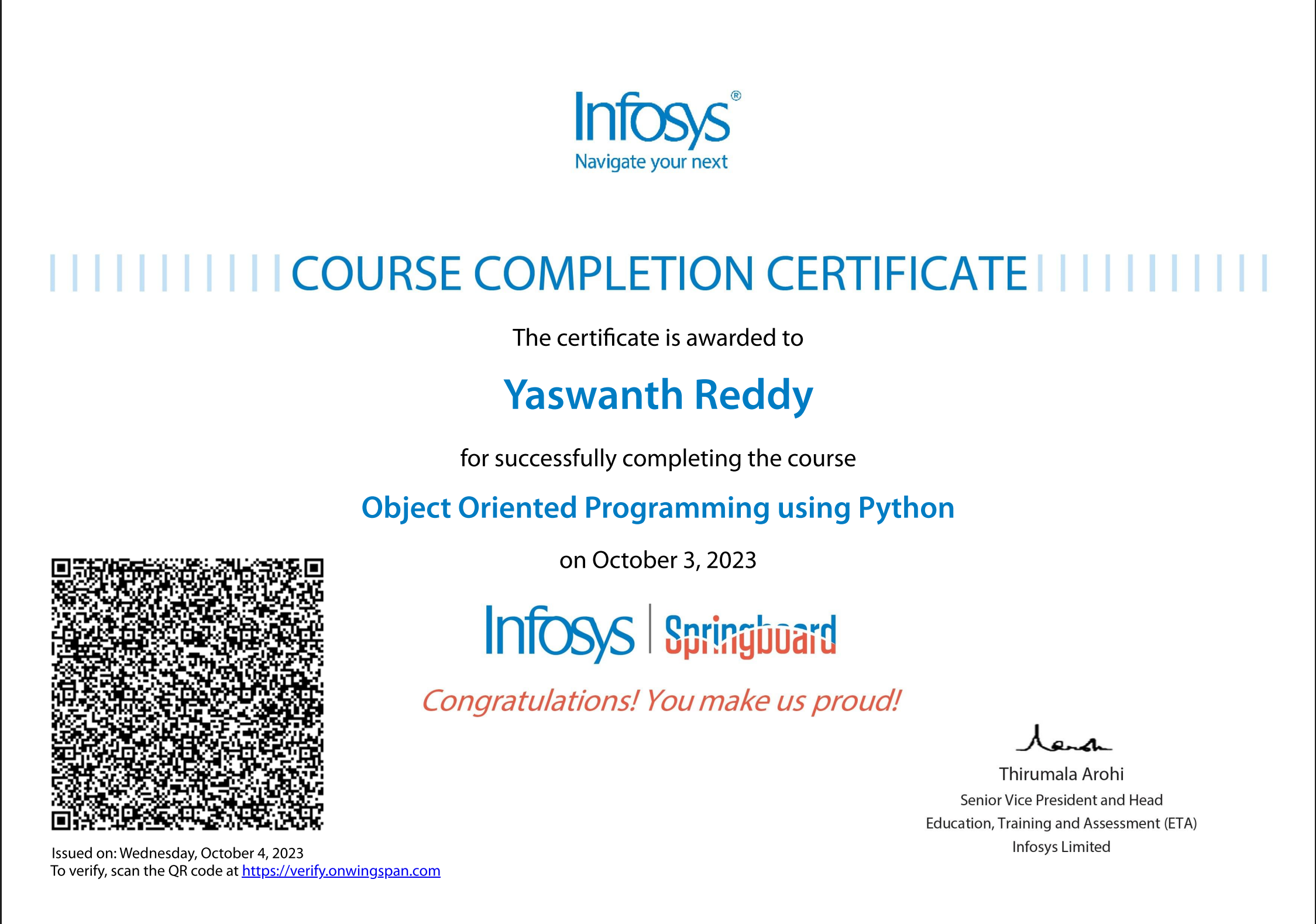 OOPs Certificate